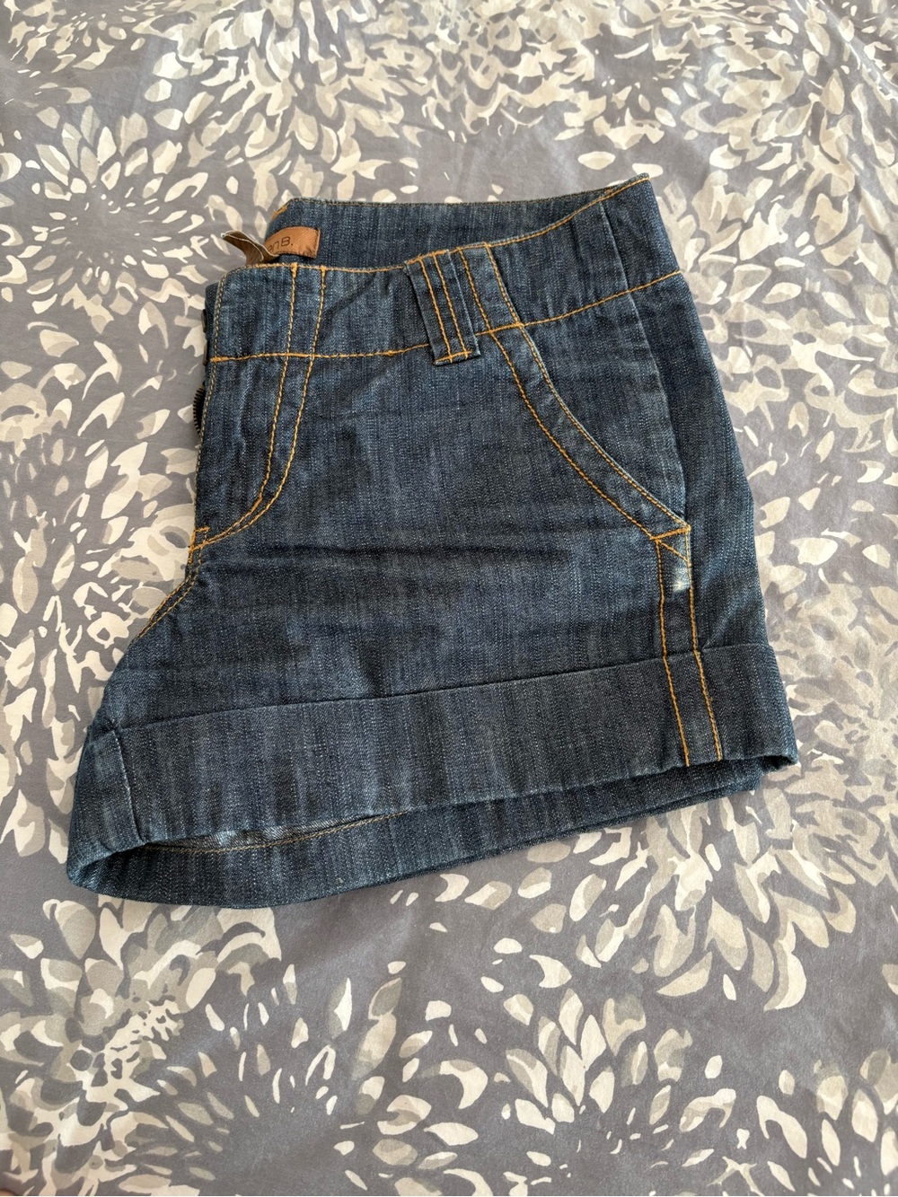 Dark Wash Denim Shorts with Contrast Stitching